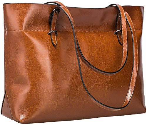 S-ZONE Damen Handtasche Rindspalt Leder Schultertasche Umhängetasche Große Shopper Tote Beutel von S-ZONE