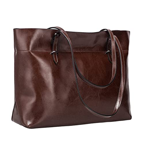 S-ZONE Damen Handtasche Rindspalt Leder Schultertasche Umhängetasche Große Shopper Tote Beutel von S-ZONE