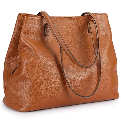 S-ZONE Damen Handtasche Weiches Echtleder Große Faltbare Shopper Schultertasche 13 Inch Laptoptasche Abeitstasche Henkeltaschen S-ZONE Damen Handtasche Weiches Echtleder Große Faltbare Shopper Schultertasche 13 Inch Laptoptasche Abeitstasche Henkeltaschen von S-ZONE