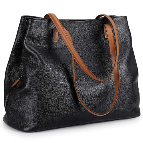 S-ZONE Damen Handtasche Weiches Echtleder Große Faltbare Shopper Schultertasche 13 Inch Laptoptasche Abeitstasche Henkeltaschen S-ZONE Damen Handtasche Weiches Echtleder Große Faltbare Shopper Schultertasche 13 Inch Laptoptasche Abeitstasche Henkeltaschen von S-ZONE