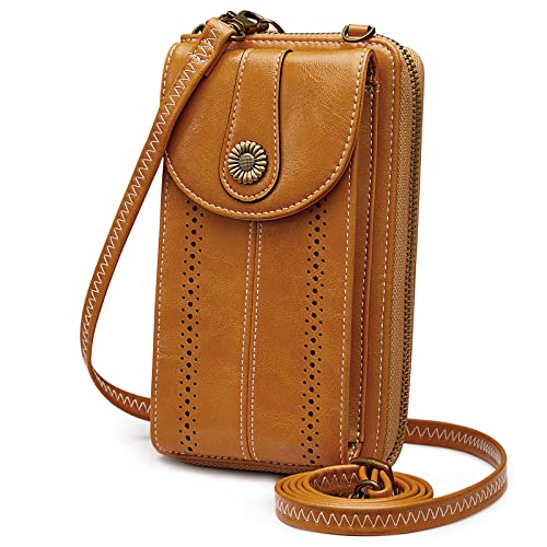 S-ZONE Damen Handy Umhängetasche PU Leder RFID Blockierung Vintage Handytasche mit Geldbörse zum Umhängen mit Kartenfächer Verstellbar Abnehmbar Schultergurt für Handy unter 6,7" S-ZONE Damen Handy Umhängetasche PU Leder RFID Blockierung Vintage Handytasche mit Geldbörse zum Umhängen mit Kartenfächer Verstellbar Abnehmbar Schultergurt für Handy unter 6,7" von S-ZONE
