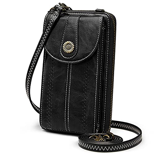 S-ZONE Damen Handy Umhängetasche PU Leder RFID Blockierung Vintage Handytasche mit Geldbörse zum Umhängen mit Kartenfächer Verstellbar Abnehmbar Schultergurt für Handy unter 6,7" S-ZONE Damen Handy Umhängetasche PU Leder RFID Blockierung Vintage Handytasche mit Geldbörse zum Umhängen mit Kartenfächer Verstellbar Abnehmbar Schultergurt für Handy unter 6,7" von S-ZONE