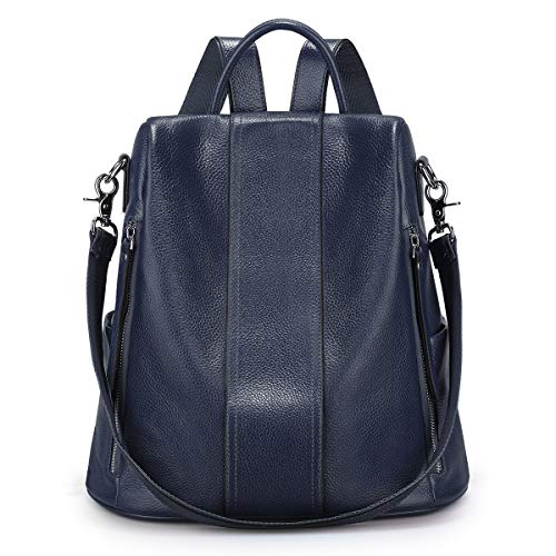 S-ZONE Damen Rucksack Wasserdicht Weiches Echtes Leder Anti Diebstahl Mode Schultasche Handtasche Casual Daypack für Arbeit Schule Reise von S-ZONE