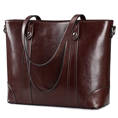 S-ZONE Damen Schultertasche 15,6 Inch Laptoptasche Große Leder Shopper Arbeitstasche Umhängetasche Handtasche mit Gepolstertem Laptopfach S-ZONE Damen Schultertasche 15,6 Inch Laptoptasche Große Leder Shopper Arbeitstasche Umhängetasche Handtasche mit Gepolstertem Laptopfach von S-ZONE