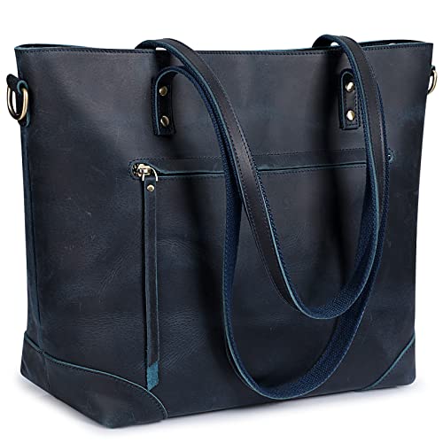 S-ZONE Damen Schultertasche Vintage 3-Wege Echtleder Laptoptasche Reisetasche Arbeitstasche Geldbörse Handtasche Messenger Bag von S-ZONE