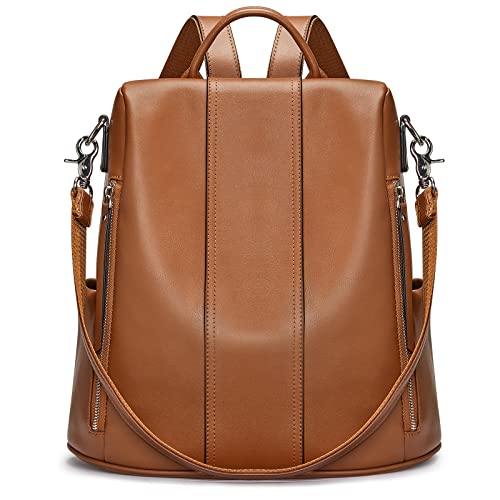 S-ZONE Damen-Rucksack, weiches Leder, Diebstahlschutz, Geldbörse, wasserdicht, Schultasche, 2-braun, 38 S-ZONE Damen-Rucksack, weiches Leder, Diebstahlschutz, Geldbörse, wasserdicht, Schultasche, 2-braun, 38 von S-ZONE