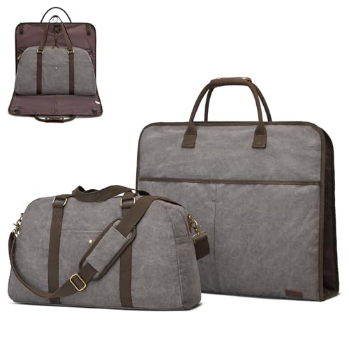 S-ZONE Kleidersack Unisex 2-in-1 Umwandelbarer Canvas Kleidertasche Anzugtasche Carry On Garment Bag mit Kulturbeutel S-ZONE Kleidersack Unisex 2-in-1 Umwandelbarer Canvas Kleidertasche Anzugtasche Carry On Garment Bag mit Kulturbeutel von S-ZONE