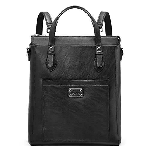 S-ZONE Wandelbarer Rucksack aus Echtem Leder Handtasche Tragetasche für Damen Schultertasche Arbeit Reisen mit Gepäckfach von S-ZONE