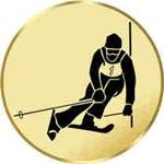 S.B.J - Sportland Pokal/Medaille Emblem, Motiv Ski-Slalom, Durchmesser 50 mm, Gold von S.B.J - Sportland