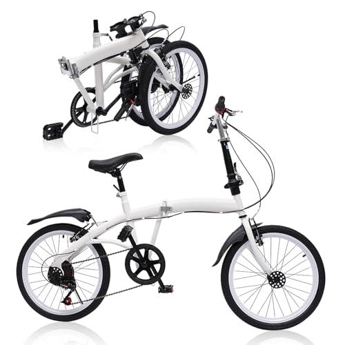 SABUIDDS 20 Zoll Faltrad mit 6 Gang-Schaltung und Quick-Fold-System Klapprad für Erwachsene von 135 cm-180 cm Klappfahrrad Folding City Bike für Sport Outdoor Radfahren und Camping, Weiß SABUIDDS 20 Zoll Faltrad mit 6 Gang-Schaltung und Quick-Fold-System Klapprad für Erwachsene von 135 cm-180 cm Klappfahrrad Folding City Bike für Sport Outdoor Radfahren und Camping, Weiß von SABUIDDS