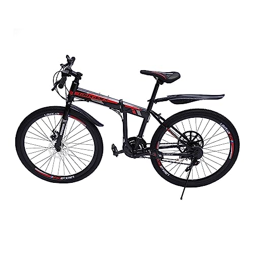 SABUIDDS 26 Zoll Mountainbike mit Vollfederung Fahrrad Klapprad 21-Gang -Schaltung Faltbares MTB Fahrrad mit Stoßdämpfende Scheibenbremse Fully MTB für Damen & Herren, Jungen, Mädchen, Schwarz & Weiß von SABUIDDS