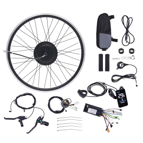 SABUIDDS 27.5 Zoll 36V 500W Ebike Vorderrad Umbausatz Kit E-bike Nachrüstsatz mit HL Plus 36V 13Ah Akku DIY E-Bike LCD Display Electric Bicycle Umbausatz für 24" V-Brake Scheibenbremse Vorderrad Bike von SABUIDDS