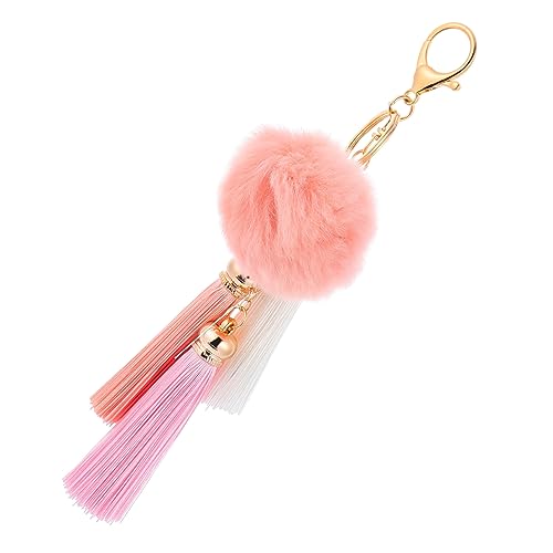 SAFIGLE 1 STK Schlüsselanhänger Geldbörsenanhänger Für Handtaschen Poms Telefon-Lanyard Schlüsselbund Schlüsselband Drehverschluss Id-Inhaber Gold Zubehör Karte Reize Schild Plüsch Rosa von SAFIGLE