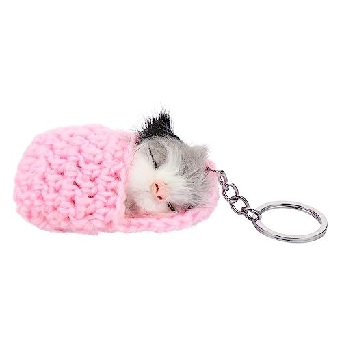 SAFIGLE 1Stk kleine anhänger schlafende Katze Plüsch-Schlüsselanhänger rosa Schlüsselbund schlafendes Tier Schlüsselanhänger Taschenanhänger Popularität schmücken Zubehör von SAFIGLE