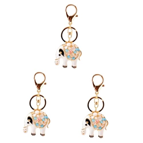 SAFIGLE 3 STK Anhänger weihachtsgeschenk Elephant Keychain Schlüssel hängende Verzierung Schlüsselbund Schlüsselringe Schlüsselverzierungen Tasche hängende Dekoration Zinklegierung Weiß von SAFIGLE