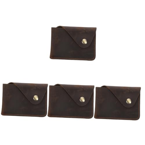 SAFIGLE 4 Stück Kartenhalter aus Leder khimar Hijab Card Sleeves Ideas dün minimalistische Geldbörse für Männer Herren Geldbörse Kleiner Kartenhalter tragbare Brieftasche ， Brown von SAFIGLE