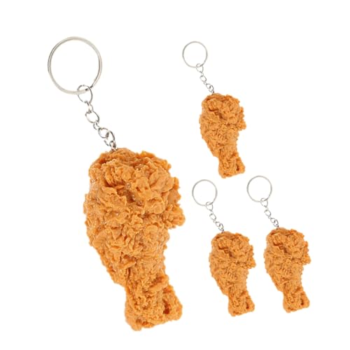 SAFIGLE 4-teiliges Hähnchenschenkel-schlüsselanhänger-Set, Künstliche Lebensmittel-schlüsselanhänger, Einzigartiger Fried Chicken-schlüsselanhänger, Cooles Chicken Wing-Souvenir Für von SAFIGLE