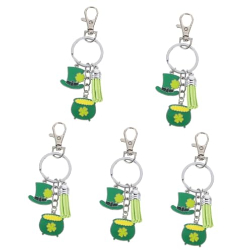 SAFIGLE 5st Kleeblatt-schlüsselanhänger Geldbörse Tasche Anhänger St.Patrick Tag Schlüsselanhänger Geldbörsen-Ornament St. Patrick Partydekorationen Kleine Schlüsselanhänger Zinklegierung von SAFIGLE