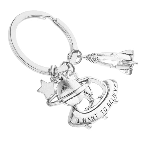 SAFIGLE Außerirdischer Raumschiff Schlüsselanhänger Kreative Geschenkidee Für Taschen Und Autoschlüssel Metallischer Alien Keyring Als Dekorativer Anhänger Einzigartiger von SAFIGLE