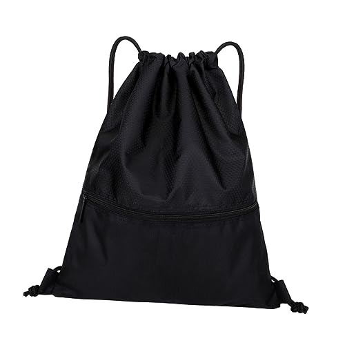 SAFIGLE 210t Nylon Kordelzug Rucksack Beutel für Den Täglichen Gebrauch Yoga Strand Große Kapazität Schwarz von SAFIGLE