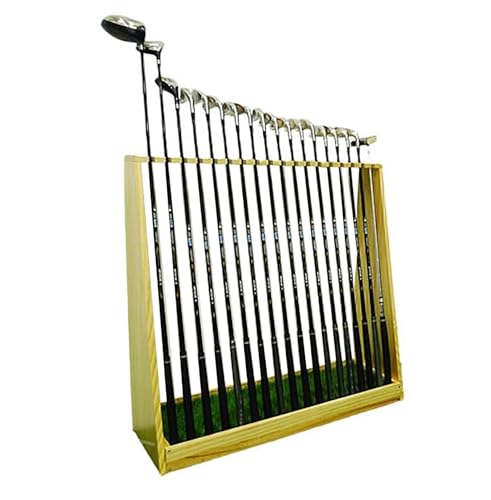 Golfschlägerständer Holz Golf Club Display Stand Indoor Outdoor Golf Club Lagerung Rack 13/18-Loch Halter Golf Club Golfschläger Organizer(Wood Color,13 Holder) von SAGELSHN