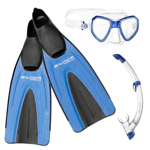 SALVIMAR, Tris Schnorchelmaske Morpheus Adulto Silikon + Snorkel Time Splash + Nobilis Flossen, Blue, 34/35 SALVIMAR, Tris Schnorchelmaske Morpheus Adulto Silikon + Snorkel Time Splash + Nobilis Flossen, Blue, 34/35 von SALVIMAR