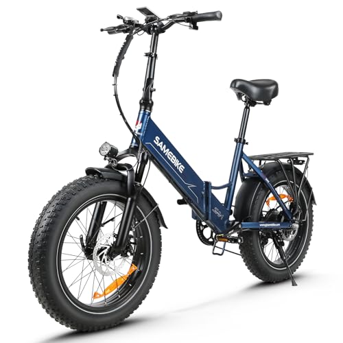 SAMEBIKE 20 Zoll E-Bike, Klappbares Elektrofahrrad, 48V 13Ah Abnehmbarer Akku, Max. Reichweite bis zu 120 km, Mountainbike für Stadt und Gelände (tiefblau) von SAMEBIKE