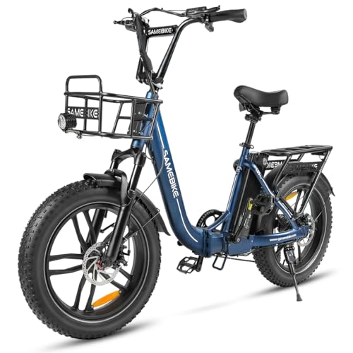 SAMEBIKE 20 Zoll E Bike Elektrofahrrad E-Fahrrad 250W 36V/13Ah City EBike Mit Vorderer Korb Hinteres Gestell (C05 PRO)(tiefblau) von SAMEBIKE