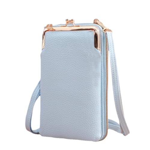 SAMEZA Modische kleine Umhängetasche für Damen, Mini-Schultertasche aus mattiertem Leder, Umhängetasche, Clutch, Handytasche, Geldbörse, Handtasche, Himmelblau von SAMEZA