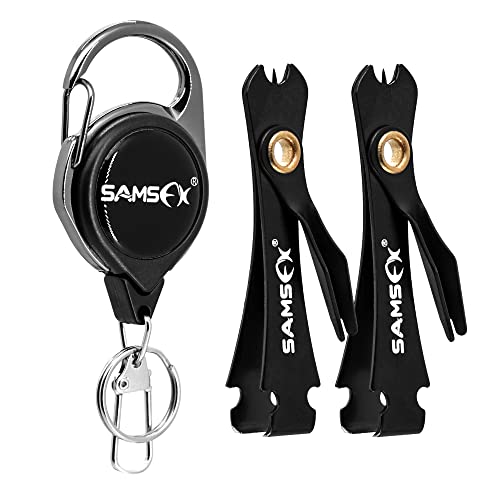 SAMSFX Angelknoten-Bindewerkzeug, Fliegenfischer, Quick Knot Tying Tool, Mono Schnur Clippper, 2PCS in Pack (3 in 1 Black Knot Tool, 2.6") von SAMSFX