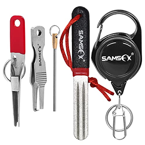 SAMSFX Schnell Knoten Werkzeug Haken Hone Split Rings Öffner und obere Köder Hilfe Werkzeug Kit, 4-teiliges Angelzubehör-Set von SAMSFX