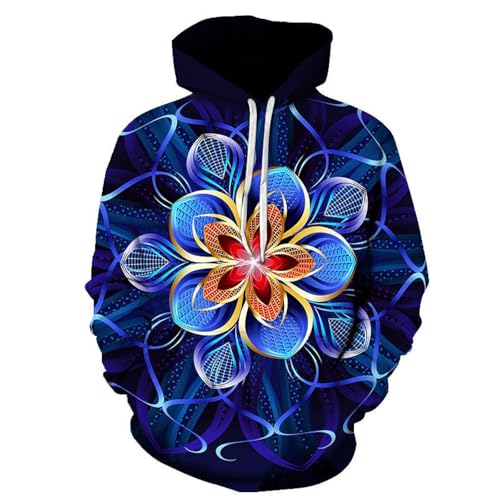 SANBEC Abstrakte Kunst, geometrisches Blumen-Hoodie, Herrenbekleidung, Unisex, 3D-Druck, lustige Jacke, lockere, Bequeme Kleidung, Oberteil von SANBEC