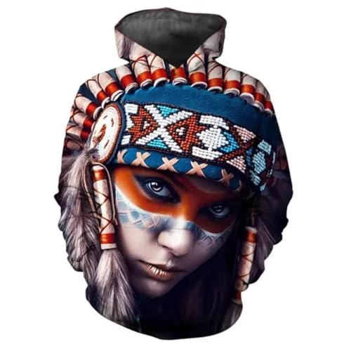 SANBEC Indischer Charakter Hoodie Herrenbekleidung Unisex 3D-Druck Spaßjacke Lose Bequeme Kleidung Oberteil von SANBEC