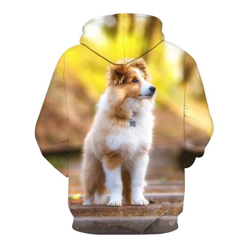 SANBEC Lustiger lebhafter Tier-Hunde-Kapuzenpullover, 3D-gedrucktes Herbst-Sweatshirt für Jungen und Mädchen, Harajuku-Jacke, lockere, Bequeme Kleidung von SANBEC