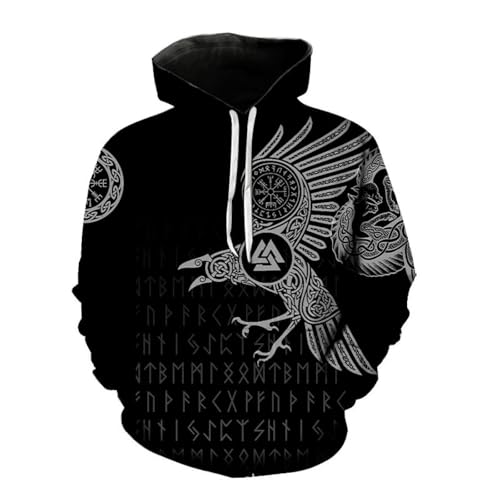 SANBEC Viking Symbol Abstrakter Adler Hoodie 3D-Gedruckter Hoodie Herren- und Damenmode Lässiges übergroßes Sweatshirt Kindersportbekleidung von SANBEC