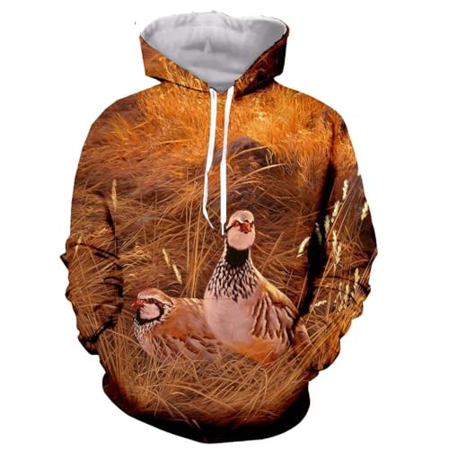 SANBEC Wildlife Chicken Quail Hoodie 3D-gedrucktes Sweatshirt für Männer und Frauen mit Kapuze, lockerer Herbst- und Wintermantel, Streetwear-Jacke, Kapuzenpullover von SANBEC