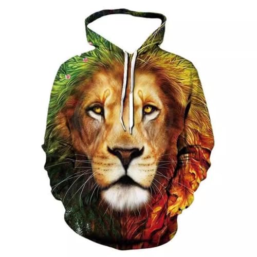 SANBEC Wildlife Lion Head Hoodie 3D-gedrucktes Herbst-Sweatshirt für Jungen und Mädchen, Harajuku-Jacke, lockere, Bequeme Kleidung von SANBEC