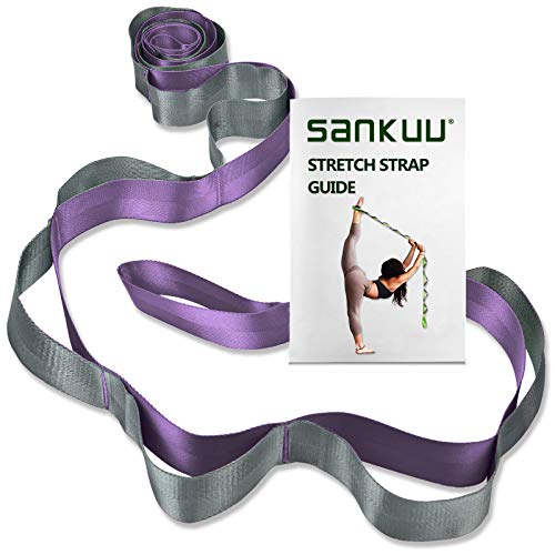 SANKUU Yogagurt, Yoga-Dehnungsband mit 12 Schlaufen, nicht-elastisches Dehnungsband für Physiotherapie, Pilates, Tanz und Gymnastik, mit Tragetasche, violett SANKUU Yogagurt, Yoga-Dehnungsband mit 12 Schlaufen, nicht-elastisches Dehnungsband für Physiotherapie, Pilates, Tanz und Gymnastik, mit Tragetasche, violett von SANKUU