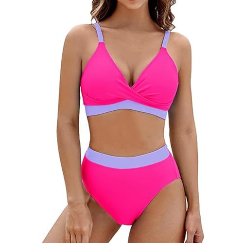 SANRLO Damen-Badeanzug, zweiteilig, Bademode, hohe Taille, Bikinis-Set, Damen-Badeanzug, V-Ausschnitt, Strandmode von SANRLO