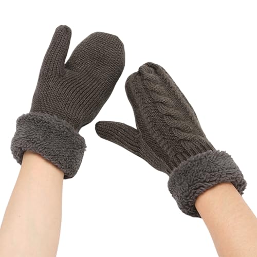 SANRLO Gestrickte Winterhandschuhe Für Damen Mit Fleecefutter Dicke Fäustlinge Für Hände Warm Kaltes Wetter Winddichte Skihandschuhe von SANRLO