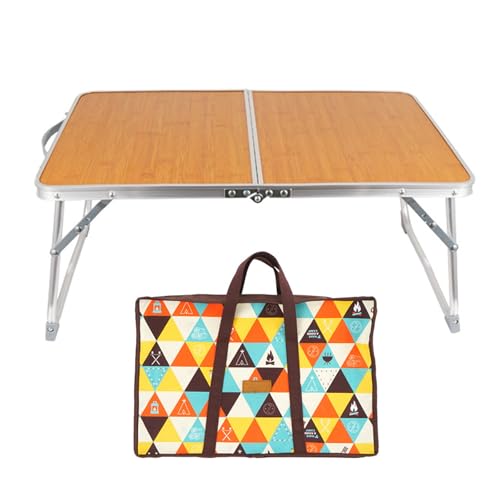 SANRLO Outdoor-Klapptische mit Tragegriff, tragbar, leicht, Picknick-Schreibtisch, Bambus, Desktop-Klapptisch, Campingtisch von SANRLO