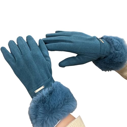 SANRLO Pelzige, warme Vollfinger-Handschuhe, Snowboard-Handschuhe, Winter, dick, isoliert, Vollfinger-Handschuhe von SANRLO