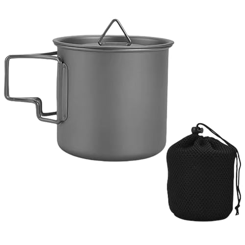 SANRLO Tragbare Metallbecher Tasse Outdoor Camping Picknicks Wasserbecher Geschirr Rucksackreisen Kochgeschirr Töpfe Mit Klappgriff von SANRLO