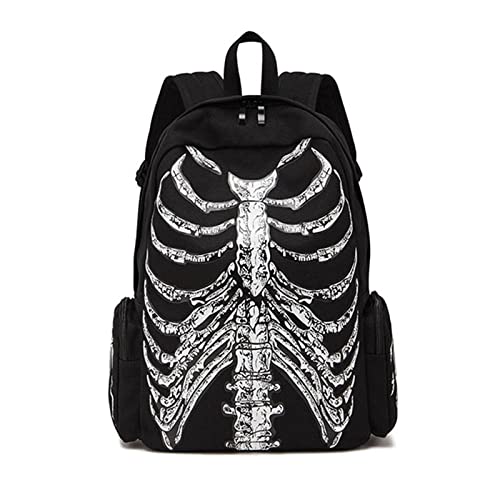 Totenkopf Skelett Bedruckter Rucksack Halloween Schultasche Für Teenager Studenten Büchertasche Rucksack Für Studenten Lässiger Tagesrucksack von SANRLO