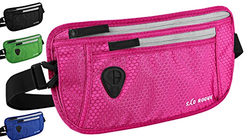 SAO ROQUE ® Bauchtasche Damen Mädchen (S) Gürteltasche Reise Zubehör mit RFID Blocker, Hüfttasche stylisch, Geldgürtel Money Belt flach (Pink) von SAO ROQUE