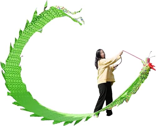 3D-Drachen-Streamer, Drachentanz-Band, Chinesischer Folk-Drachentanz-Band-Streamer, 8 m/10 m lang, Drachenform, Übungs-Streamer, Outdoor-Sport, Fitness-Band for Strände, Höfe, Rasen(Green,8m) von SAPDMBBSH