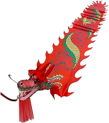 3D-Drachen-Streamer, Drachentanz-Band, Dragon Dance Ribbon Streamer Rave Zubehör for Outdoor Flinging Fitness Fiberglas Handstäbe(Red,12m/39ft) von SAPDMBBSH