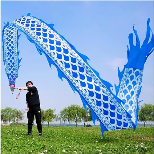 Drachentanz-Band,3D-Drachen-Streamer, Blau-weißer Outdoor-Flinging-Fitness-Kung-Fu-Drachentanz-Band-Streamer – Geschenke for Freunde/Eltern(10m/33ft Long) von SAPDMBBSH