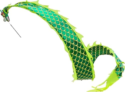 Drachentanz-Band,3D-Drachen-Streamer, Streamer Flinging Spiral Üben Sie seidenartige 3D-Spinn- und Schüttel-Poi for Neujahrsgeschenke for Frühlingsfest(Green) von SAPDMBBSH