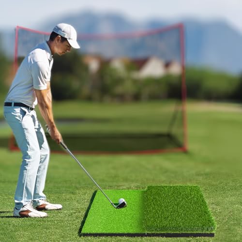 SAPLIZE Extra große und rutschfeste Golf-Schlagmatte, optimiert für harte Böden, 61 x 61 cm, faltbare 2-in-1-Golf-Übungsmatte für Indoor/Outdoor-Fahren und Chipping-Training von SAPLIZE